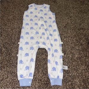 Elephant Print Kids Pajamas - Blue and White